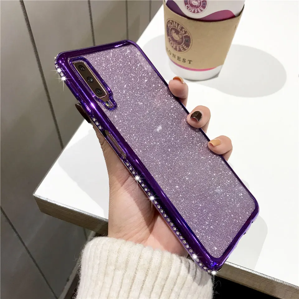 

Diamond Case For Samsung M10 M20 A10 A20 A30 A40 A50 A70 A7 2018 A5 A6 A8 Note 9 S10 S9 S8 Phone Cases TPU Soft Glitter Cover