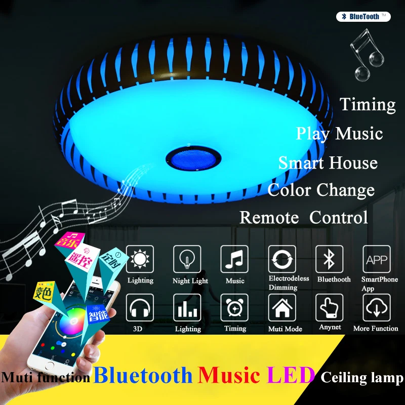 2017 Новый RGB Dimmable 36 W Светодиодный потолочный светильник с Bluetooth и музыкой 90 260 V