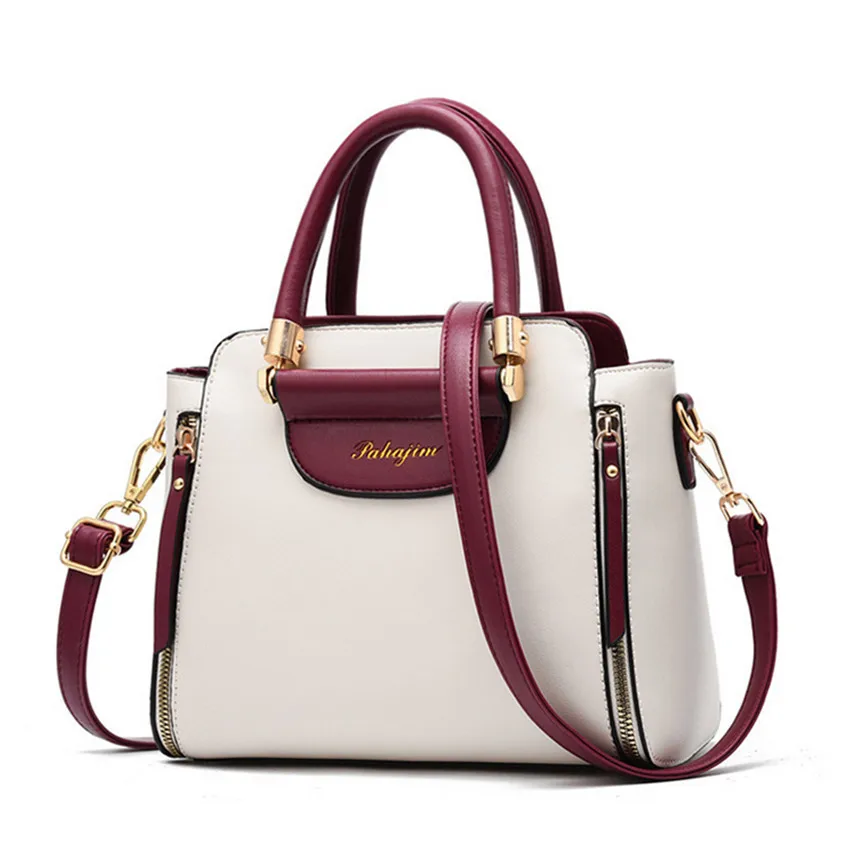 Кожаные сумки, сумки для женщин, классические дамские сумки - Цвет: Бежевый