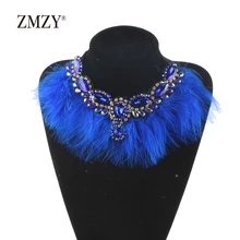 ZMZY Короткое женское ожерелье с ленточным пером подвеска с бусинами из кристаллов ожерелье воротник нагрудник колье массивное ожерелье 4 цвета на выбор