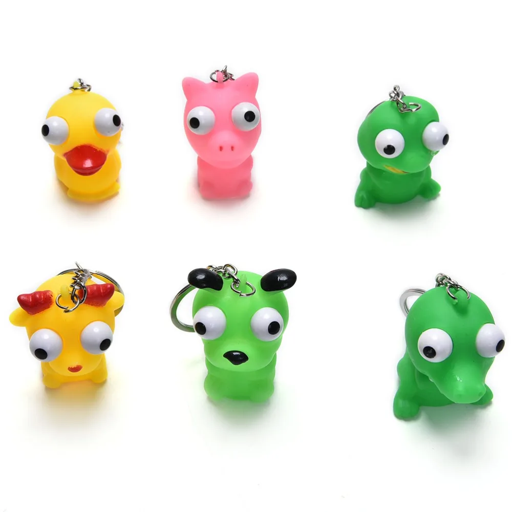 Bag Parts & Accessories 1pcs Mini Animal Anti Stress Ball Fun Antistress Extruding Big Raised Eyes Doll Squeezing Pandent For Bag Accessories Random