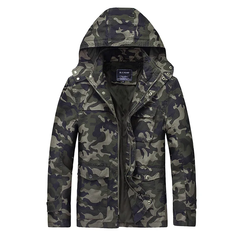 

New Men's Casual Jackets Autumn Outerwear Windproof Men Camouflage Hooded Coat Males Climbing Clothing