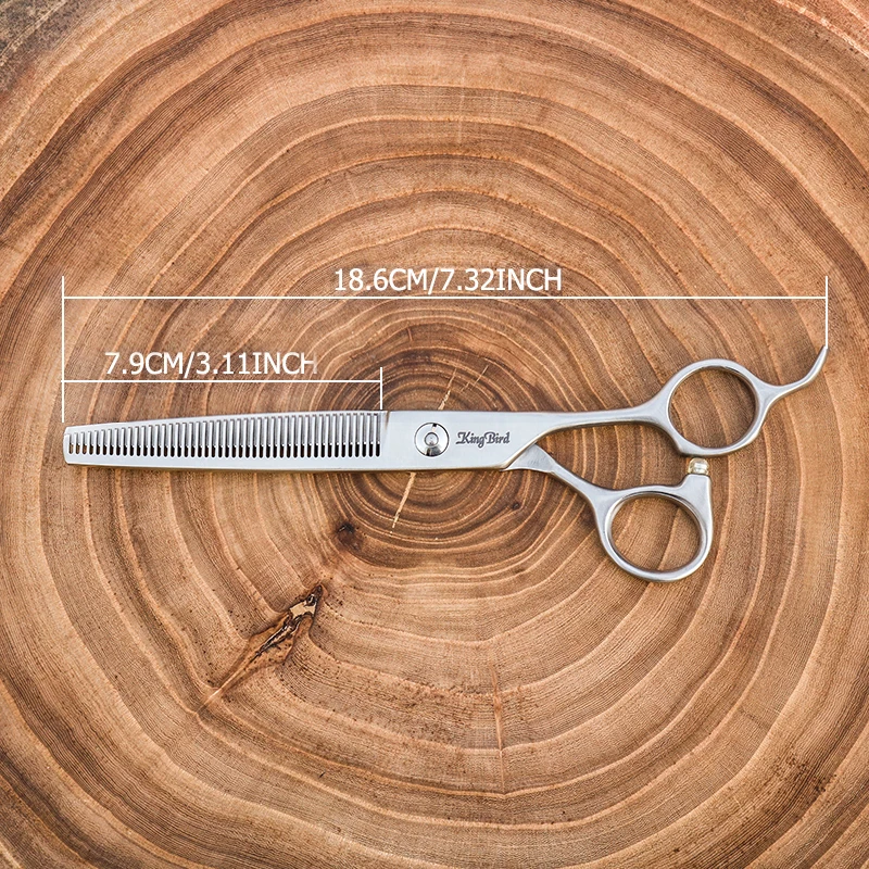 Professional Dog Grooming Scissors Dog Thinning Shears 6.75 INCH 46 Teeth Right Hand Matte Silver Kingbird NEW