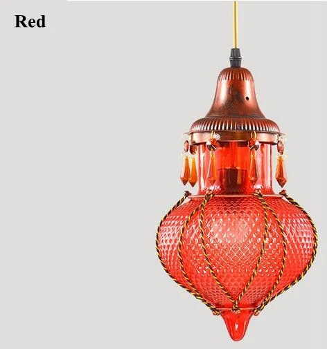 Богемский Средиземноморский цветной стеклянный Потолочный подвесной светильник, подвесной светильник, светильник для кафе, бара, ресторана, кафе, декора - Цвет корпуса: Red