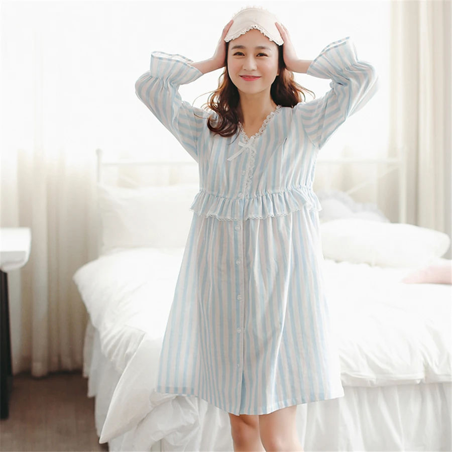 Maternity Breastfeeding Clothes Cotton Sleepwear Nursing Pajamas Dress New Long Sleeve Hamile Pijama For Pregnant Women 70M0209 maternity breastfeeding clothes cotton sleepwear nursing pajamas suit pregnanci long sleeve for pregnant women clothes 70m0218