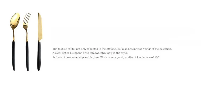 Набор из 3 предметов, Высококачественная золотая ручка, 304 нержавеющая сталь, столовая вилка, ложка, набор ножей, белый и черный цвет
