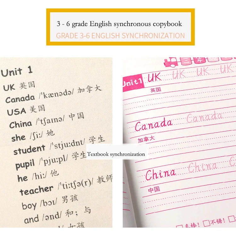 3-6 класс Английский учебник синхронный тетрадь для практики итальянский italic жесткое перо занятия каллиграфией копировальная книга Hengshui шрифт