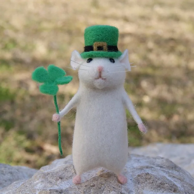 Non-Finished Felt Kit Women Lovely Mice Mouse Handmade Animal Toy Doll Wool Needle Felt Poked Kitting DIY Wool Kits Package
