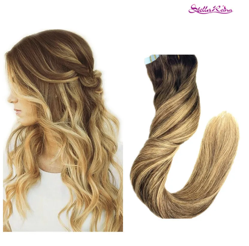Stella Reina 8a Ombre Balayage Clip In Hair Chocolate Brown With