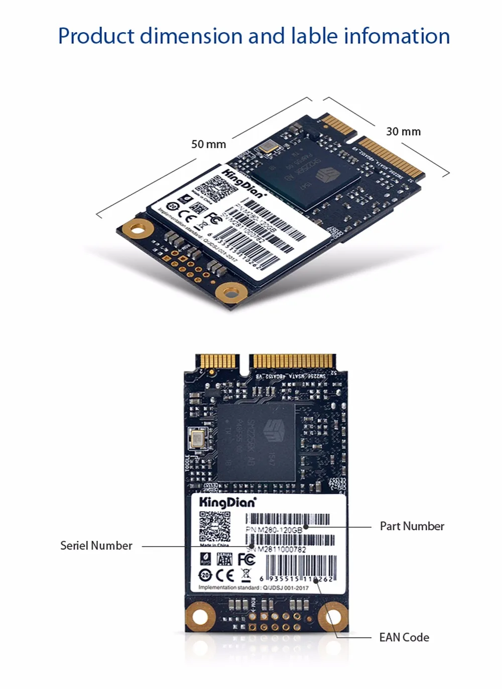 KingDian MSATA3 Внутренний твердотельный накопитель M280 120 ГБ M280 240 ГБ SSD