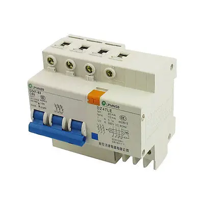 DZ47-63 DZ47LE 63A 400VAC 6000A 3 Pole Mini ELCB Earth Leakage Circuit Breaker | Обустройство дома