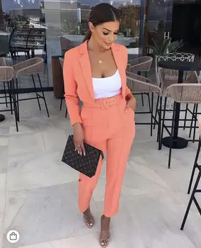 

Women Luxury Winter Fashion Sexy Long Sleeve Neon Green Pink 2 Piece Women Set 2019 Designer Fashion Women's Set