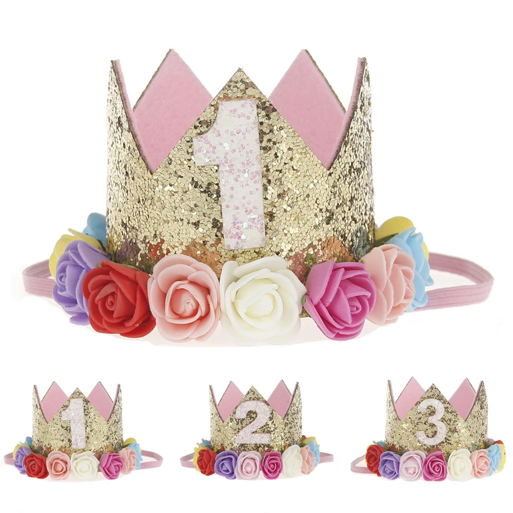 

1pc Happy First Birthday Party Hats Decor Cap One Birthday Hat Princess Crown 1st 2nd 3rd Year For Pets Dogs Cats Hairband Hot