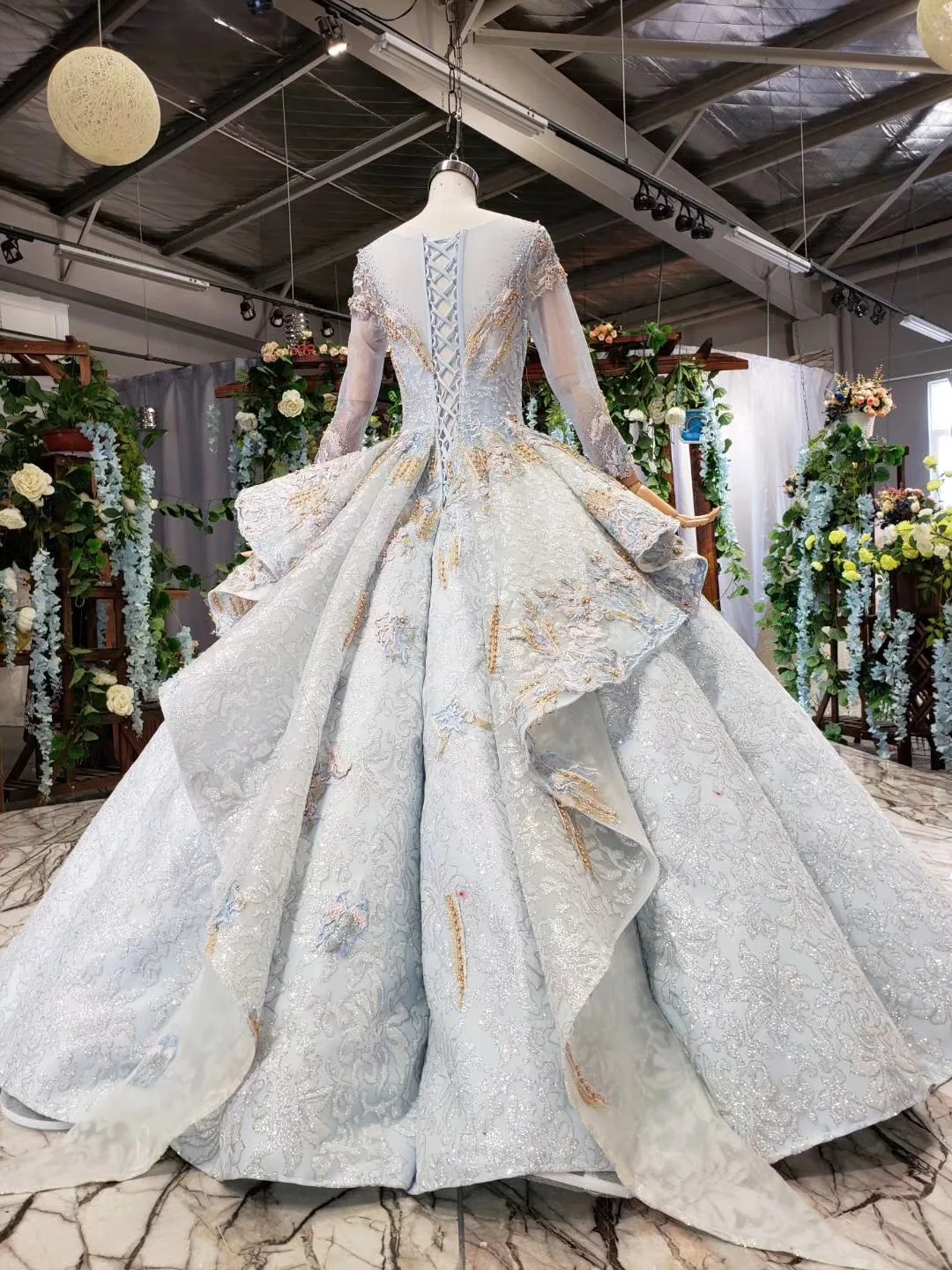 Vestido de festa, платье размера плюс, серое, синее, для выпускного вечера, Кружевная аппликация, цветы, вышивка, длинные рукава, вечерние платья, вечерние платья