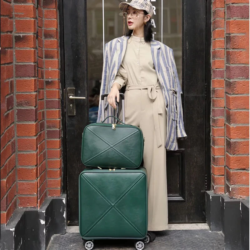

Fashion trolley luggage with handbag for women classical business female suitcase spinner boarding 16/18/20/24 inch travel bag