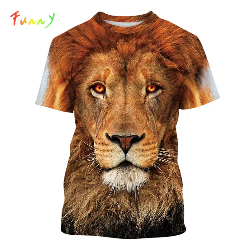 Крутая футболка для мальчиков и девочек с 3D принтом животных, волка и Льва детская одежда дизайнерская Подростковая футболка модные детские футболки с короткими рукавами