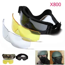 Тактические очки X800 армейские военные очки для страйкбола, охоты, стрельбы очки для пешего туризма УФ Защита спортивные солнцезащитные очки с 3 линзами