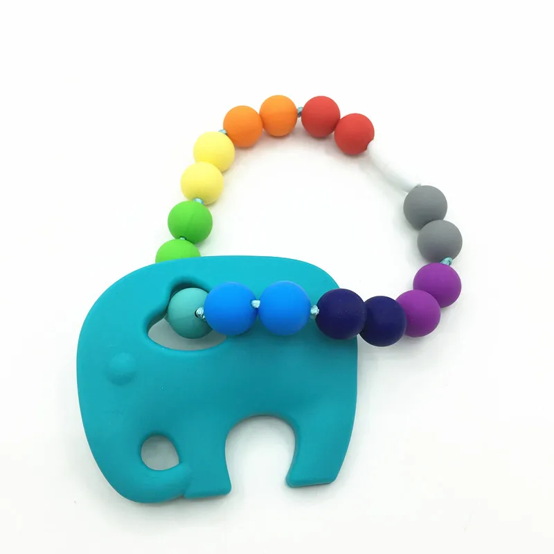 Детский Силиконовый грызунок пустышка с соской зажимы прекрасный elephantToy Соска-силиконовые бусины еда безопасные силиконовые соски - Цвет: aqua