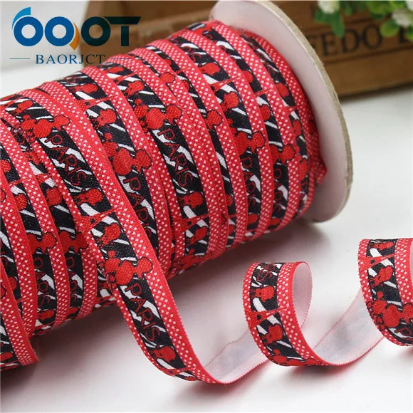 OOOT BAORJCT, 1771216, 5/8 '', 16 мм мультфильм сложить над эластичной лентой, 10 ярдов волос кольцо DIY аксессуары для одежды ручной работы - Цвет: 1