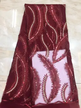 

Peach Beautifical Latest French Lace Fabric 2019 Flowr Embroidered Tulle Lace African Fabric With Sequins For Women Clothes gold