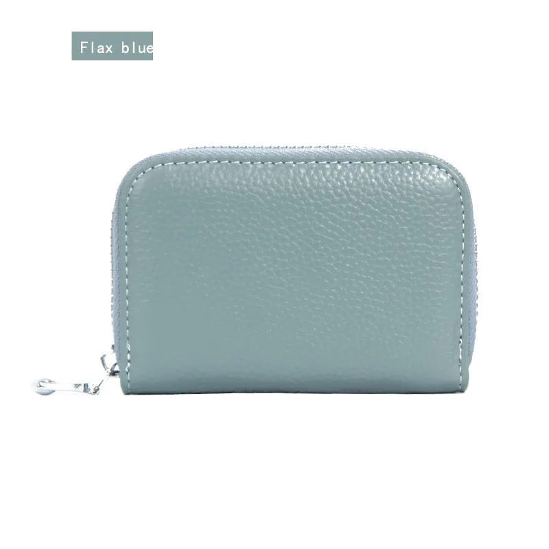 Flax Blue Модный женский кожаный чехол с функцией защиты от RFID карт, бизнес-держатель для карт, мужской женский кошелек для кредитных карт - Цвет: Flax Blue