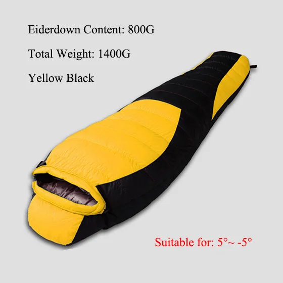 Yellow Filling 800G WEST BIKING, сверхлегкий спальный мешок для мамы, зимний, осенний, удлиненный, утолщенный, для кемпинга, с белым утиным пухом, одиночный спальный мешок - Цвет: Yellow Filling 800G