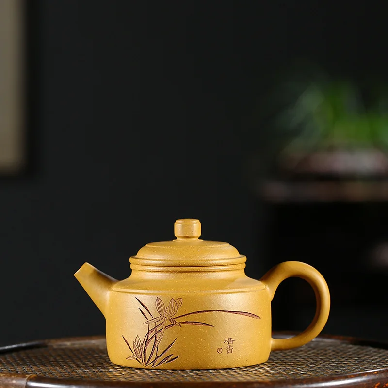 

Goods Full Manual Raw Ore Gold Section Mud Clock Pot Infusion Of Tea Preserve One's Health Kettle Kungfu Online Teapot Tea Set