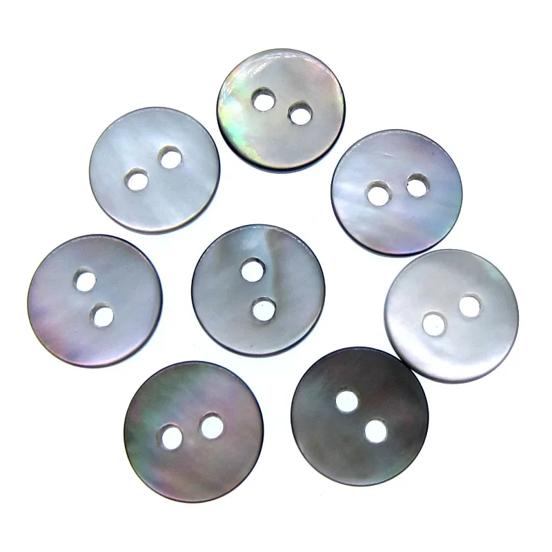 50Pcs Black mother of pearl shirt buttons natural shell buttons black iridescent 2 holes Buttons 11.5mm 4