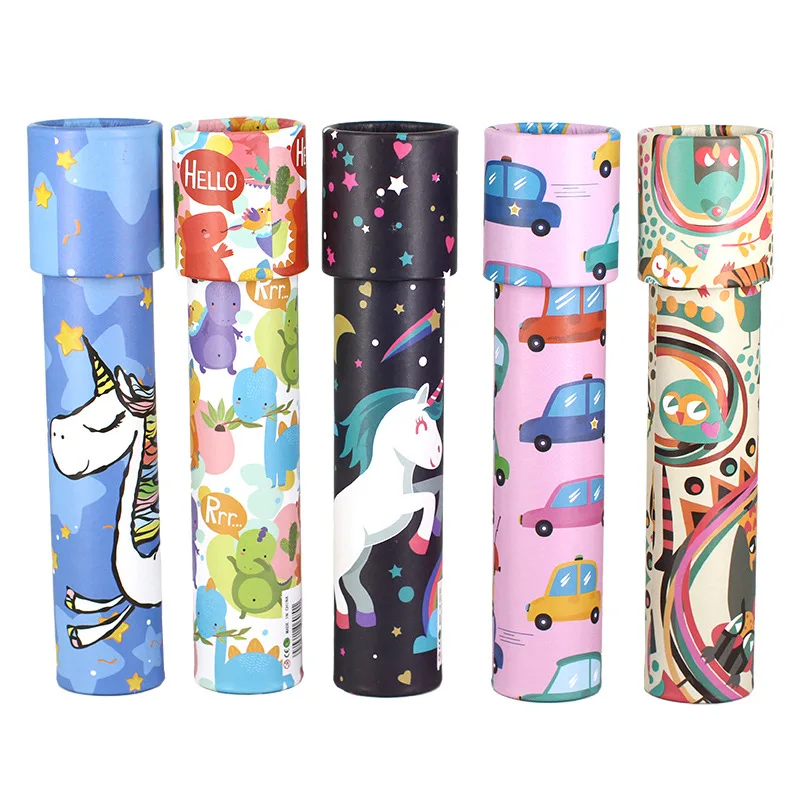 

2019 Cartoon rotating kaleidoscope colorful magic world kaleidoscope baby early educational unicorn toys for kids birthday gift