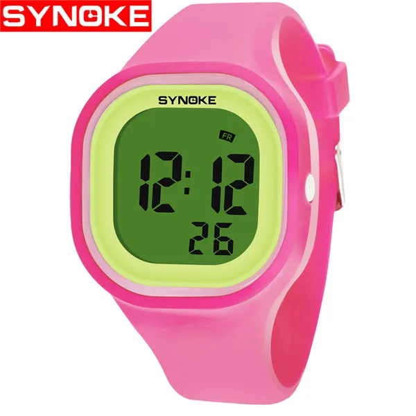 SYNOKE/Детские часы для девочек и мальчиков, детские женские часы, мужские часы, силиконовый светодиодный фонарь, цифровые спортивные часы, наручные часы erkek saat# a - Цвет: L