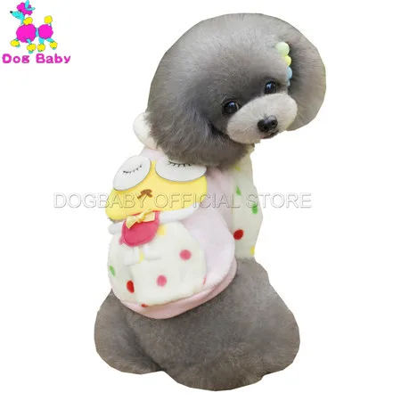 DOGBABY/теплые толстовки в горошек для домашних животных Коралловая кашемировая зимняя одежда для собак и щенков толстовки с капюшоном четыре ноги одежда для маленьких средних собак и кошек - Цвет: Розовый
