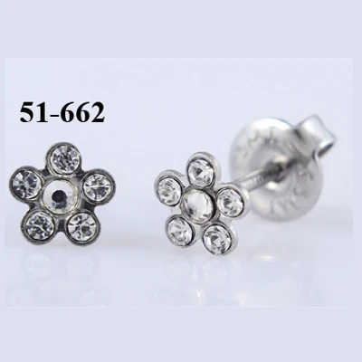 BOG- Pair Surgical Steel Daisy Rainbow Flower Butterfly Zircon Ear Stud Earrings Studs Tragus Cartilage Piercing Jewelry 20g - Окраска металла: Silver