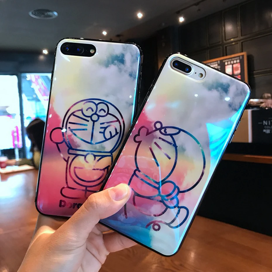 Мультяшные Doraemon чехол для iPhone 6 6 S 6 plus 7 8 8 plus X глянцевые Чехлы Blue Ray для iphone 8 plus 7 plus Мягкий чехол из ТПУ милый