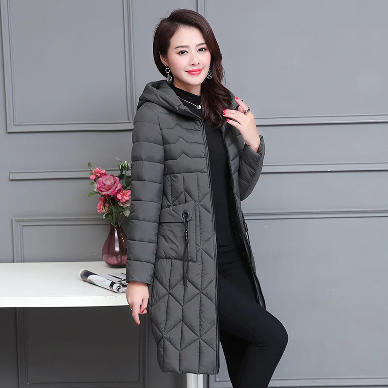 Платье teaegg Femme Hiver дамы пальто парка Mujer плюс Размеры 4XL 5XL Для женщин s куртки верхняя одежда зимнее пальто женская одежда AL1494 - Цвет: gray