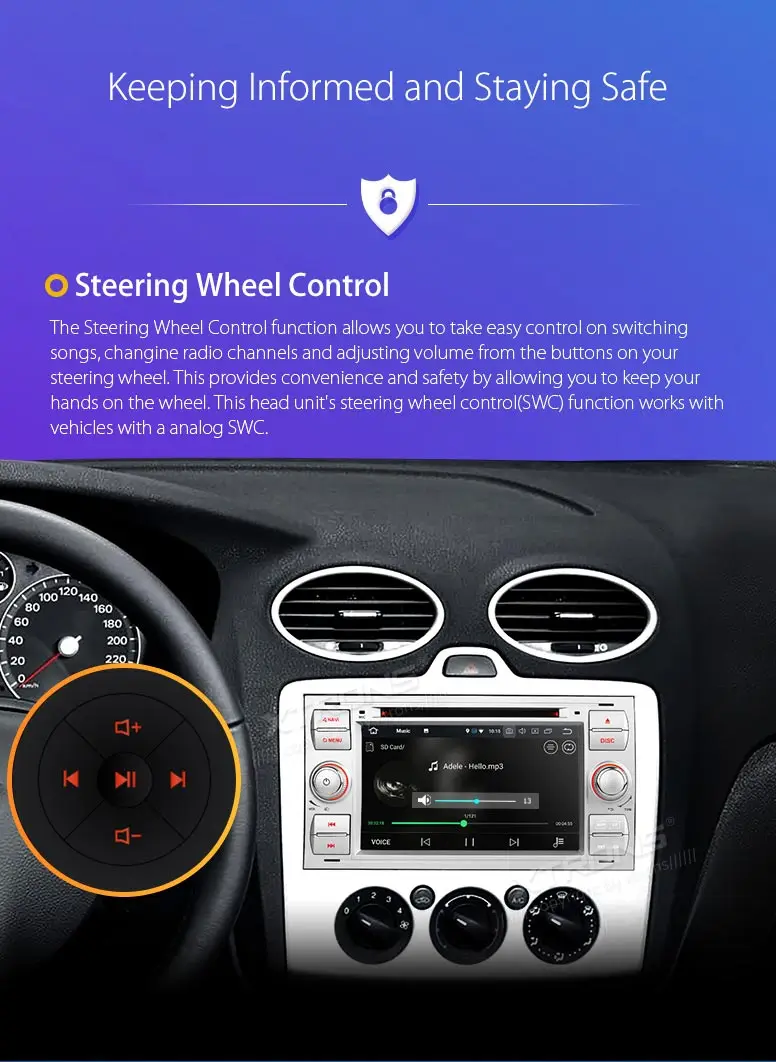 Sale 7" Android 8.0 Oreo OS Car DVD Multimedia Navigation GPS Radio for Ford Focus 2005-2007 & C-Max 2005-2007 & Connect 2007-2009 20