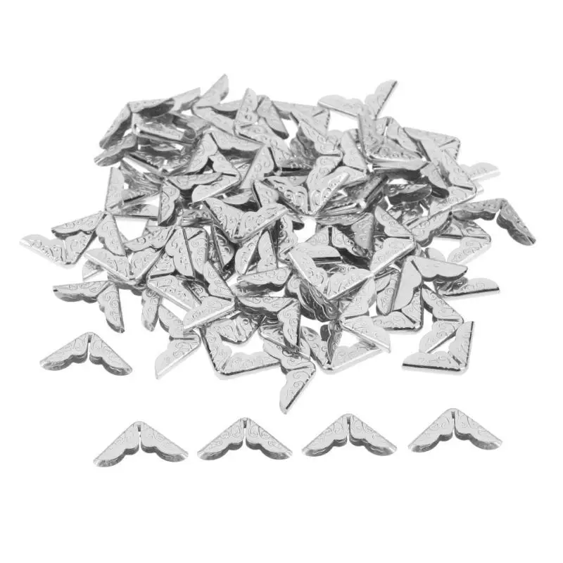 100 Pcs Book Folder Scrapbooking Albums Menu Metal Folders Corner Protectors Card File For DIY Scrapbooking Accessories - Цвет: Silver