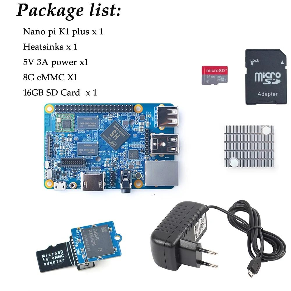 NanoPi K1 плюс Allwinner H5, 64-разрядным четырёхъядерным A53 Mali450 2 Гб DDR3 Оперативная память WI-FI HDMI RTL8211E Gigabit Ethernet