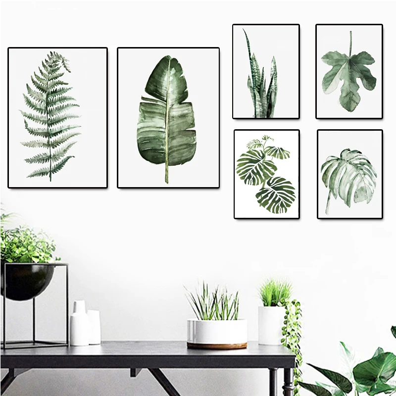 

RELIABLI ART Green Plants Pictures Fresh Style Poster Modern Decorative Paintings For Living Room Nordic Style Poster Prints