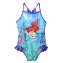 Детский купальный костюм с русалочкой и ремешками для девочек купальный костюм для младенцев, купальный костюм, пляжная одежда, Цельный купальник с рисунком на одно плечо