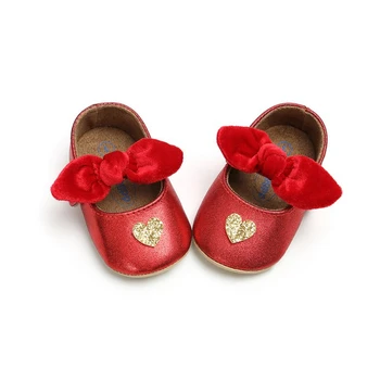 

Toddler Newborn First Walkers Baby Shoes for Girl Kids Heart-shaped Pattern Anti-Slip Shoes with Bowknot Casual Sneakers New