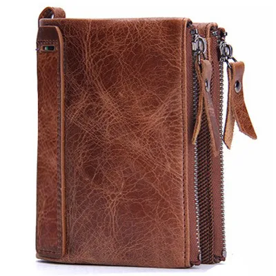 

HOT Genuine Crazy Horse Cowhide Leather Men Wallet Short Coin Purse Small Vintage Wallets Brand High Quality Designer