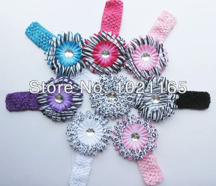 Mix 30set Gerbera Zebra Daisy Flower Clips +1.5" Elastic Stretch