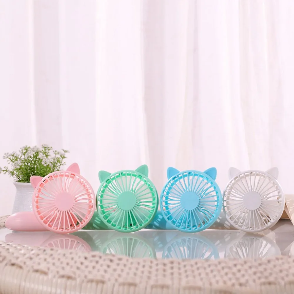 

2018 New cute cartoon totoro squirrel holding rotating fan outdoor gift convenient mini charging fan