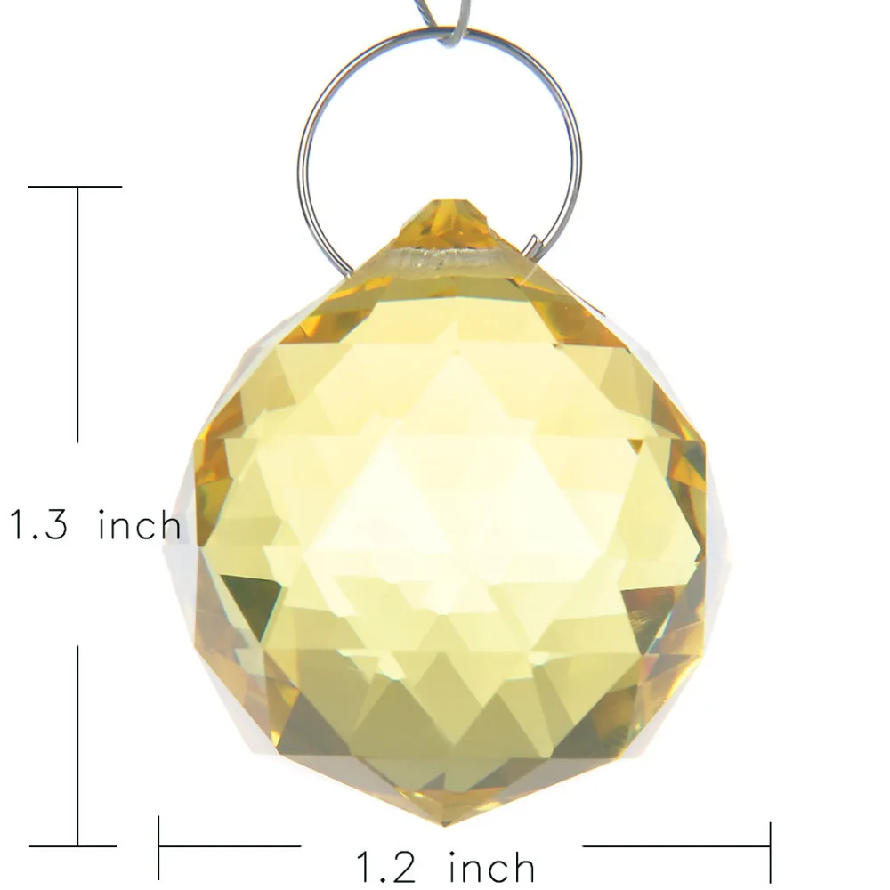Yellow 30mm Faceted K9 Crystal Ball Prisms Glass Chandelier Crystal Parts Hanging Lighting Ball Suncatcher Wedding Home Decor (2)
