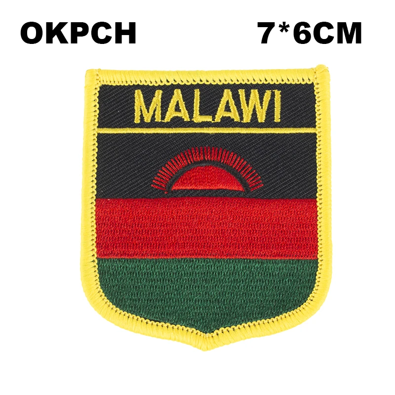 

Malawi Shield Shape Iron-on Flag Patch Embroidered Saw on Badges Patches for Clothing PT0113-S