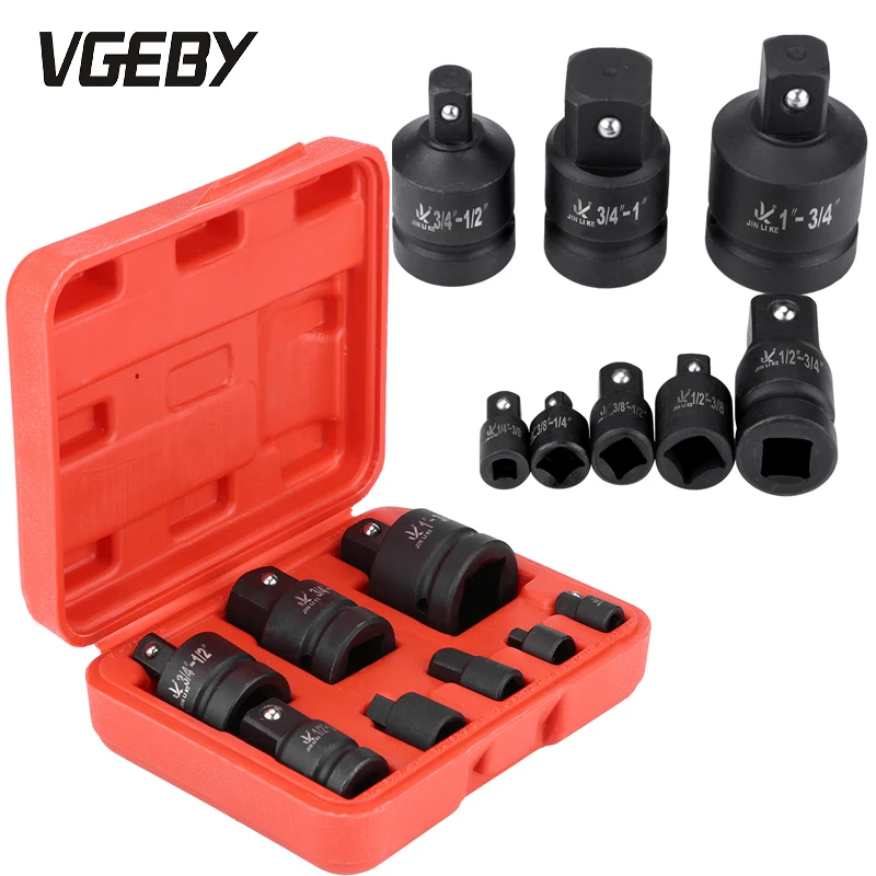 

Auto Products 8pcs/set Impact Reducer Adapter Set Air Socket Mechanics CRV 1/4" 3/8" 1/2" 3/4" 1" with Plastic Case Box