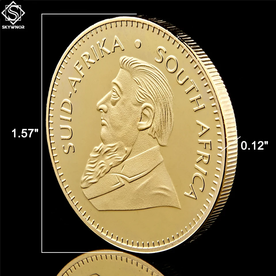 5 шт. 1967 Krugerrand Fyngoud 1 унция Изысканная Золотая копия Южной Африки копия монеты Paul Kruger памятная, металлическая монета