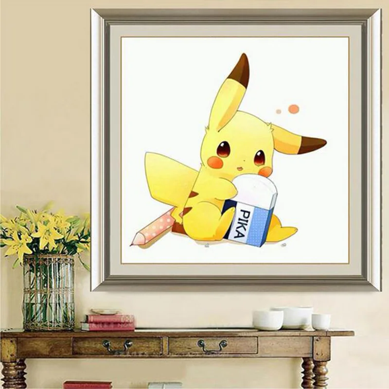 5D diy diamond painting cross stitch square embroidery Mosaic Pokemon Pikachu diamond painting kits home Decoration