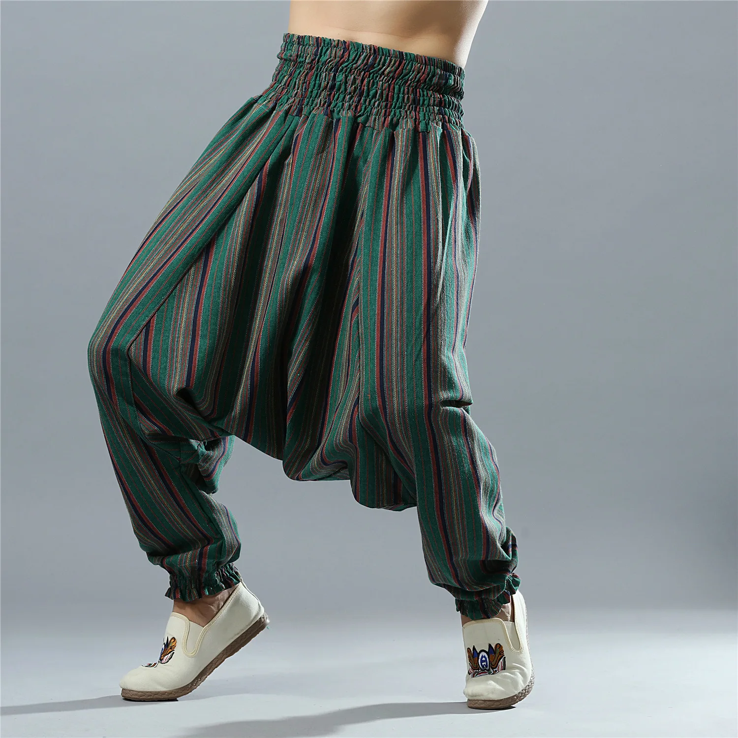 

Men Yoga Pants Loose Wide Leg Cotton Linen India Nepal Male Harem Yoga Trousers Casual Sports Crotch Pants Bloomers for Men