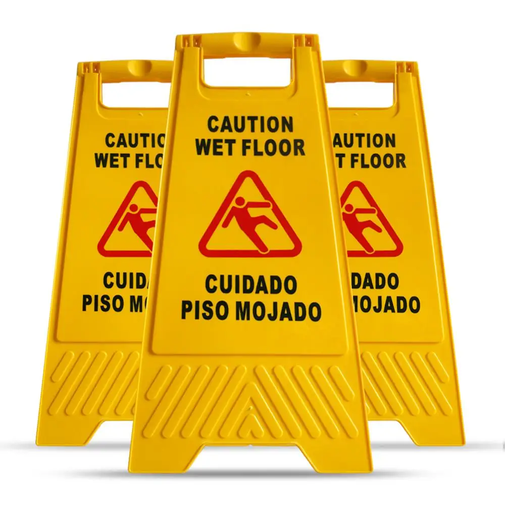 

MYSBIKER Caution Wet Floor Sign, 3 Pack Floor Safety Sign, Cuadado Piso Mojado, 2-Sided Fold-Out 62*30cm